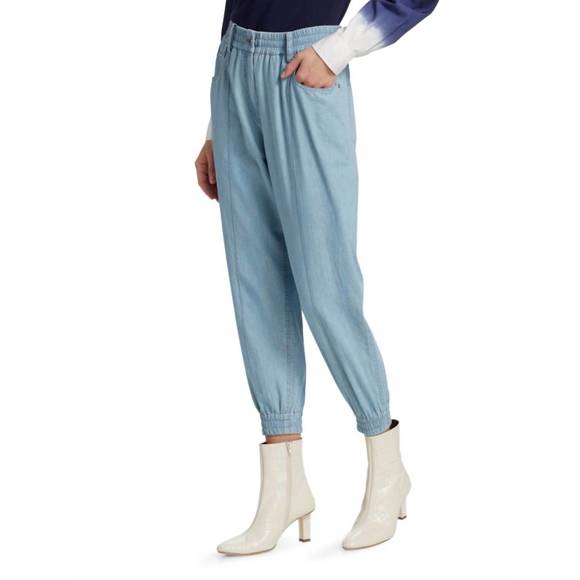 NEW DEREK LAM 10 CROSBY phoenix jogger in light blue chambray - Picture 2 of 3